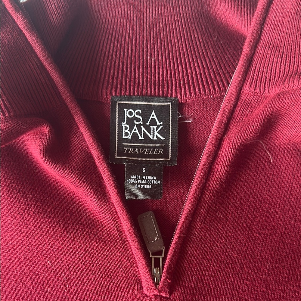 Jos. A. Bank Red Zip Up Ribbed Sweater